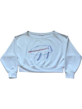 Buffalo Football Josh Allen Potato Rhinestone Bling Crop Sweatshirt White Large